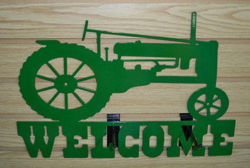 Antique John Deere Tractor Welcome Sign